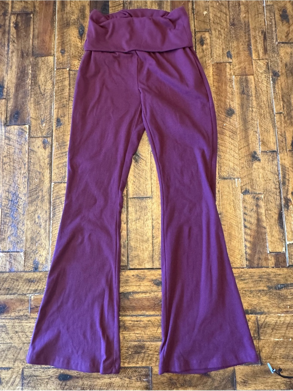 No Boundaries Ribbed Fold-Over Waist Pants - Plum